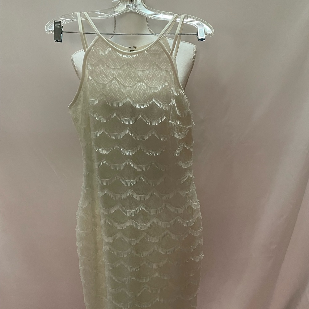 Guess Ivory Scallop Mini Dress